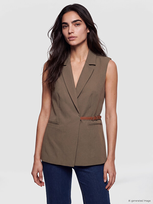 LCW Vision Notch Lapel Crepe Women's Classic Waistcoat