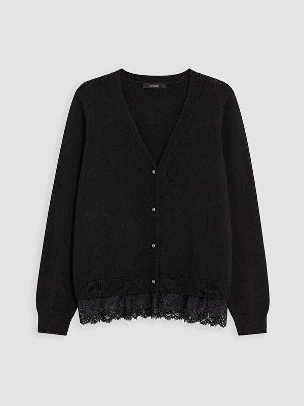LC WAIKIKI V Neck Lace Detailed Women's Cardigan