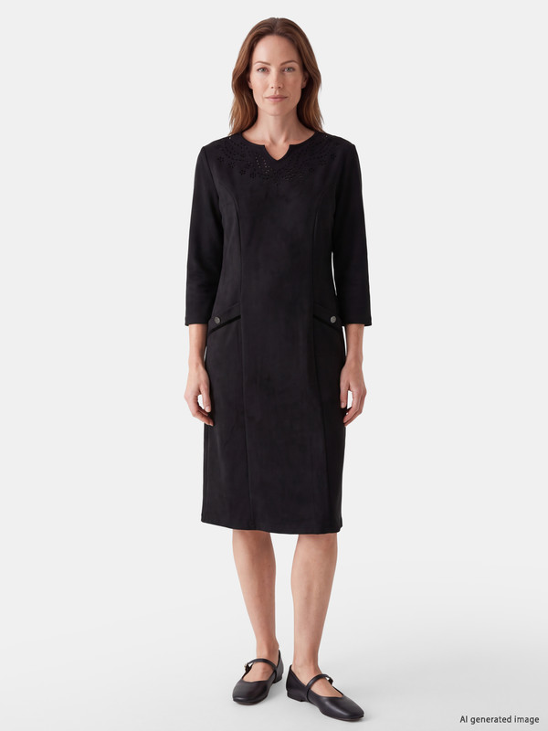 LCW Grace Faux Suede A-line Dress