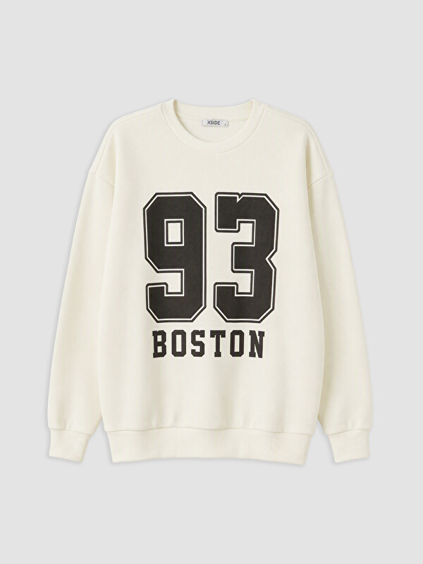 XSIDE Boston Baskılı Kadın Kalın Sweatshirt