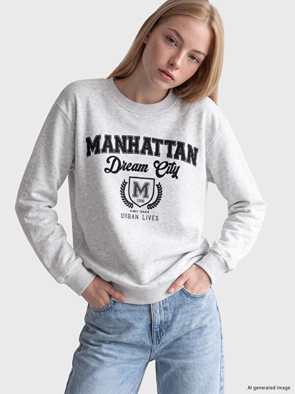 XSIDE Nakışlı Oversize Kadın Kalın Sweatshirt