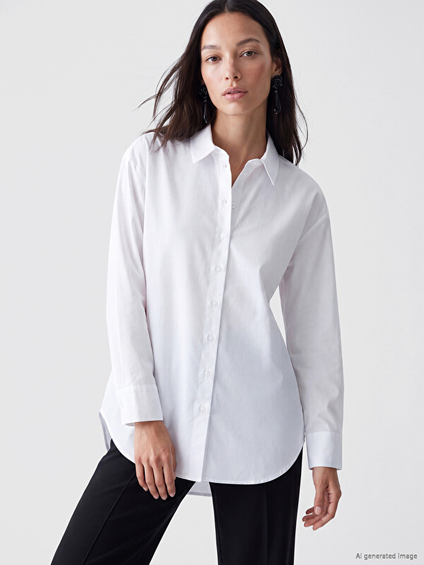 LC WAIKIKI Oversize Poplin Kadın Gömlek Tunik