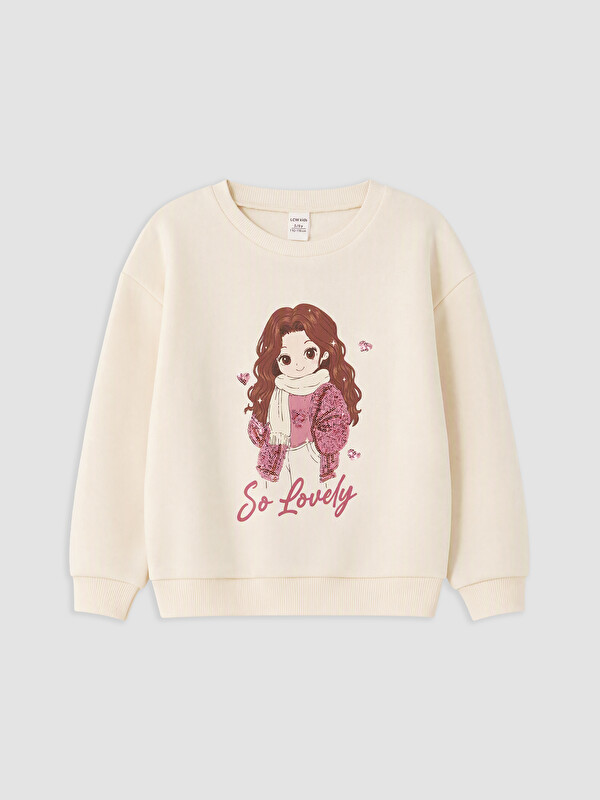 LCW Kids Baskılı Kız Çocuk Kalın Sweatshirt