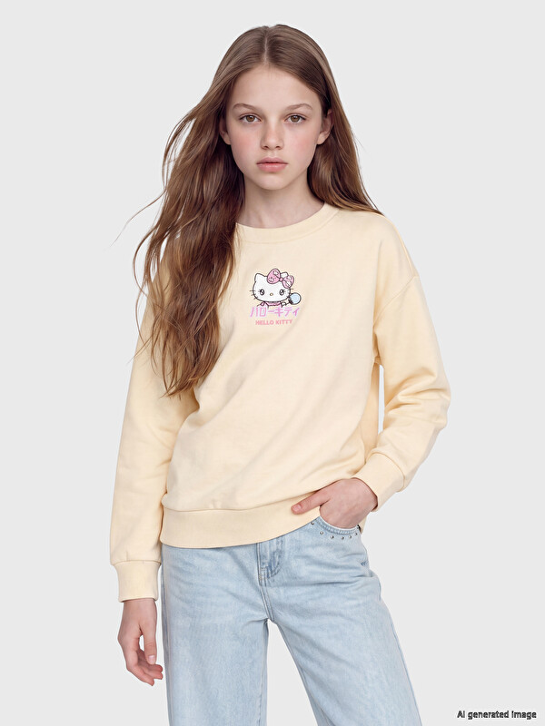 LC WAIKIKI Hello Kitty Baskılı Kız Çocuk Sweatshirt