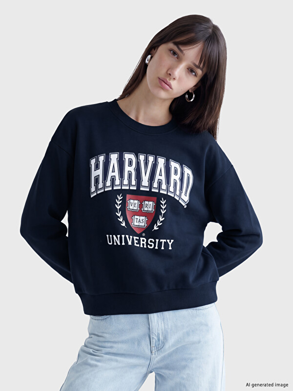 XSIDE Bluzë sportive e stampuar oversize e trashë për gra