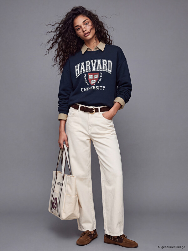 XSIDE Baskılı Oversize Kadın Kalın Sweatshirt