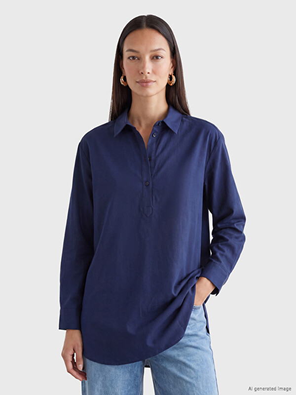 LC WAIKIKI Oversize Poplin Kadın Gömlek Tunik