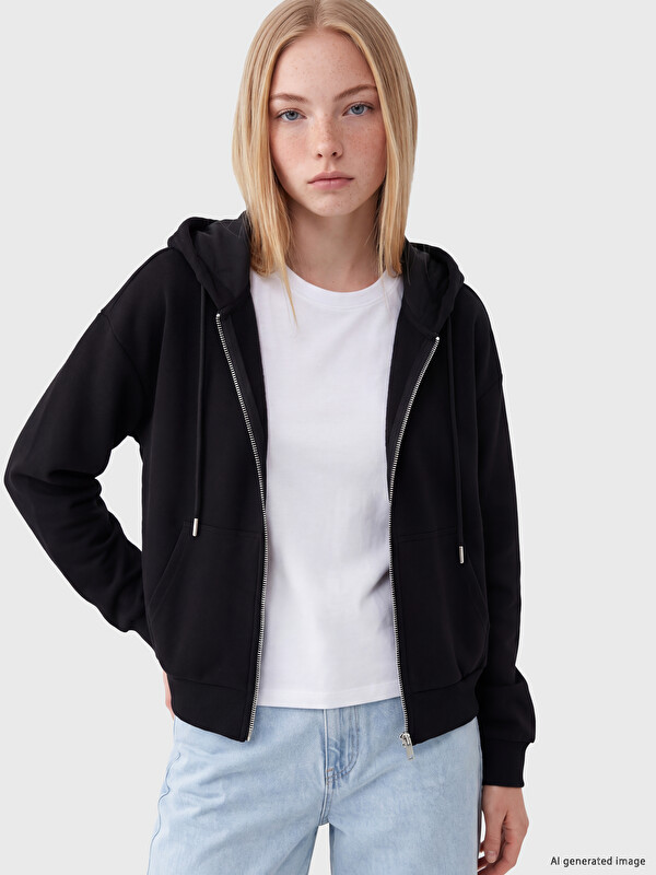 XSIDE Kapüşonlu Soft Touch Kadın Fermuarlı Sweatshirt