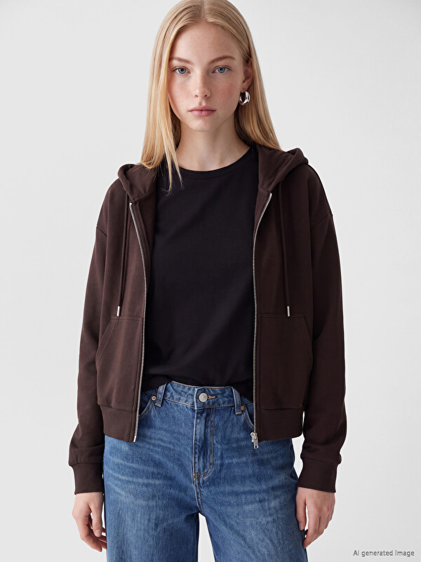 XSIDE Kapüşonlu Soft Touch Kadın Fermuarlı Sweatshirt
