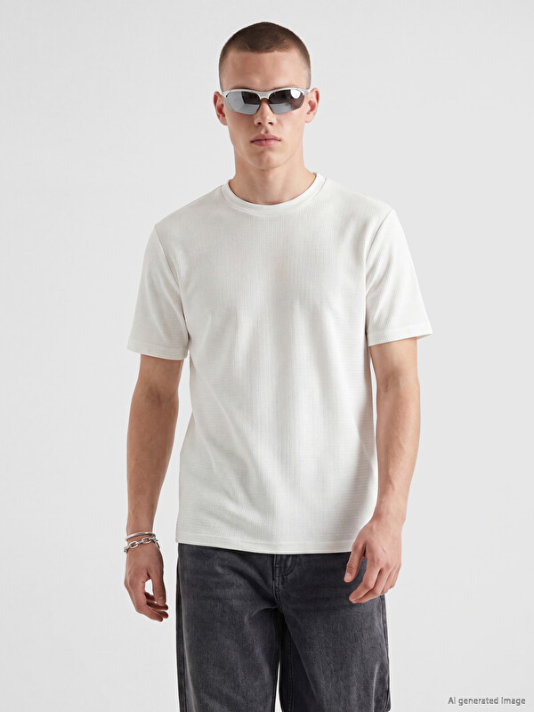 LC WAIKIKI Crew Neck Textured Men's T-Shirt