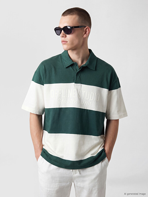 LC WAIKIKI Polo Yaka Renk Bloklu Erkek Tişört