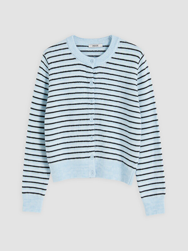 XSIDE Crew Neck Striped Women's Knitwear Cardigan
