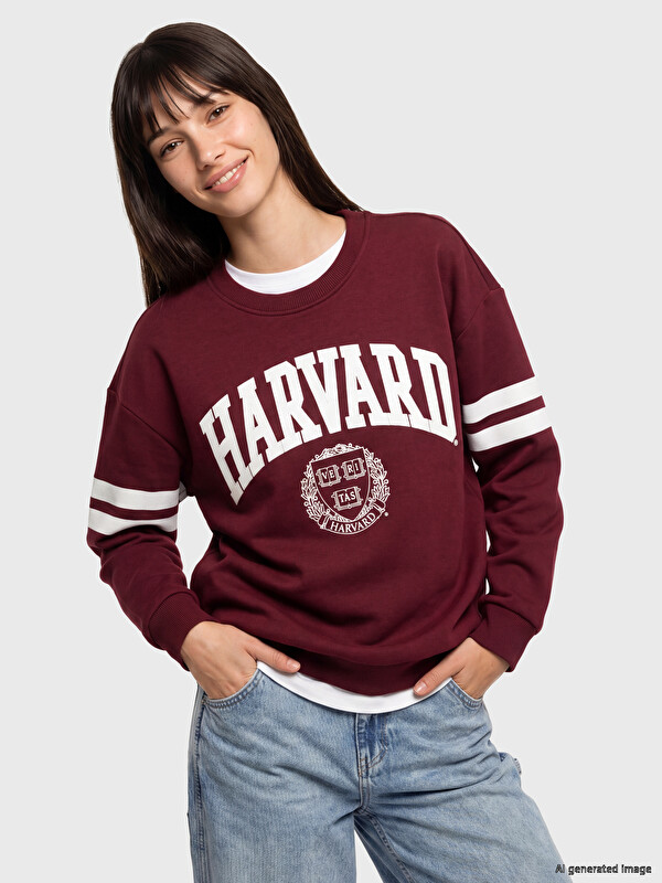 XSIDE Bluzë sportive e trashë me stampim Harvard për gra