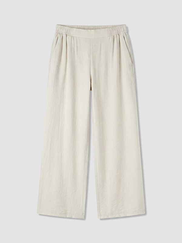 LCW Modest Beli Lastikli Geniş Paça Kadın Pantolon