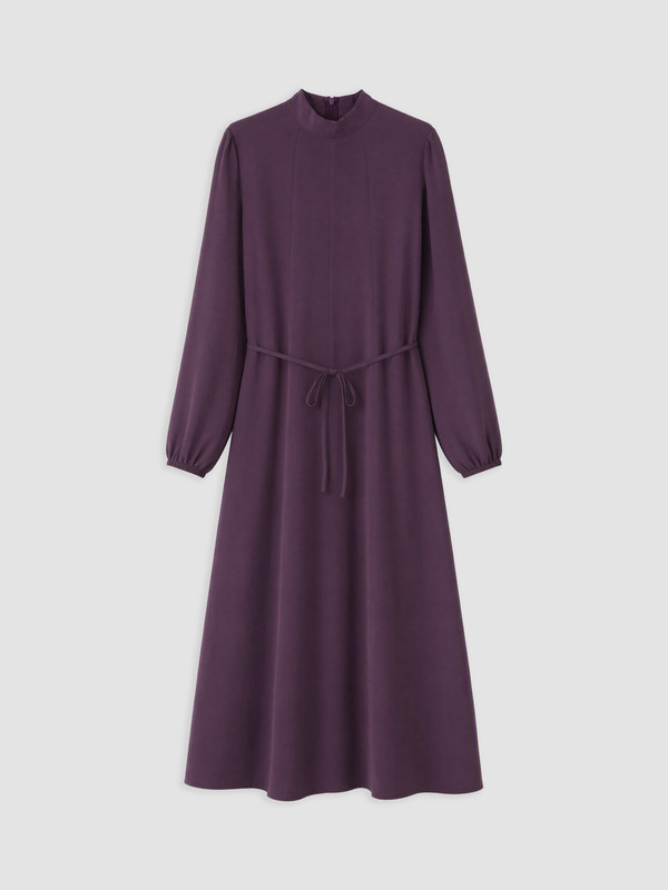 LCW Modest Mock Neck Sashed Modal Blended Dress
