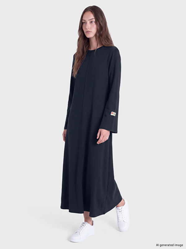 LCW Modest Crew Neck A Line Dress