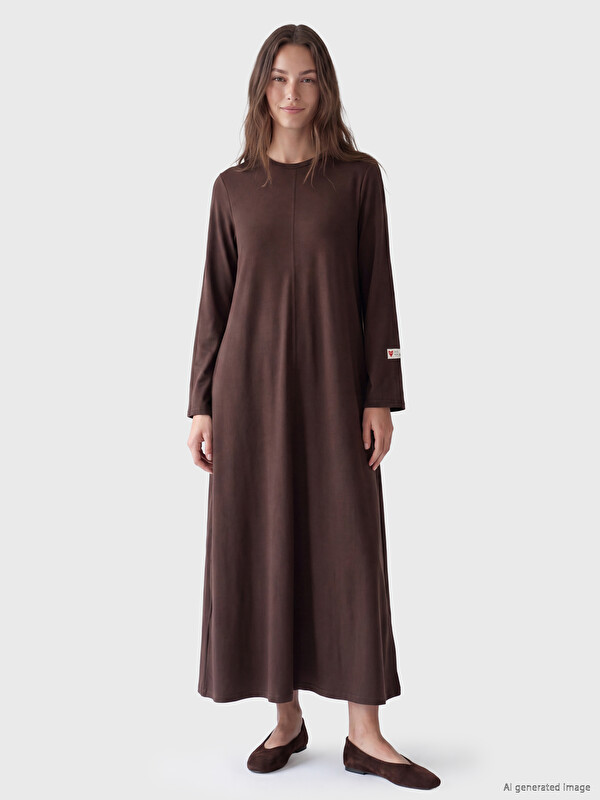LCW Modest Crew Neck A Line Dress