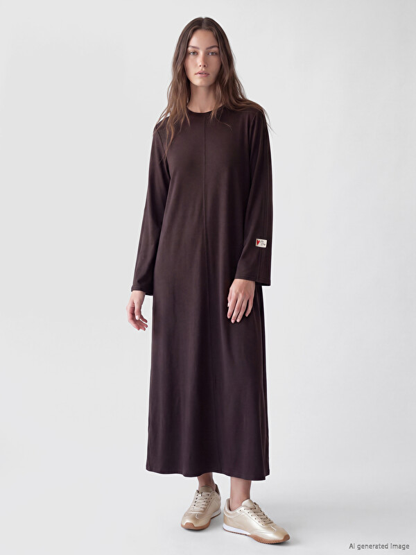 LCW Modest Crew Neck A Line Dress