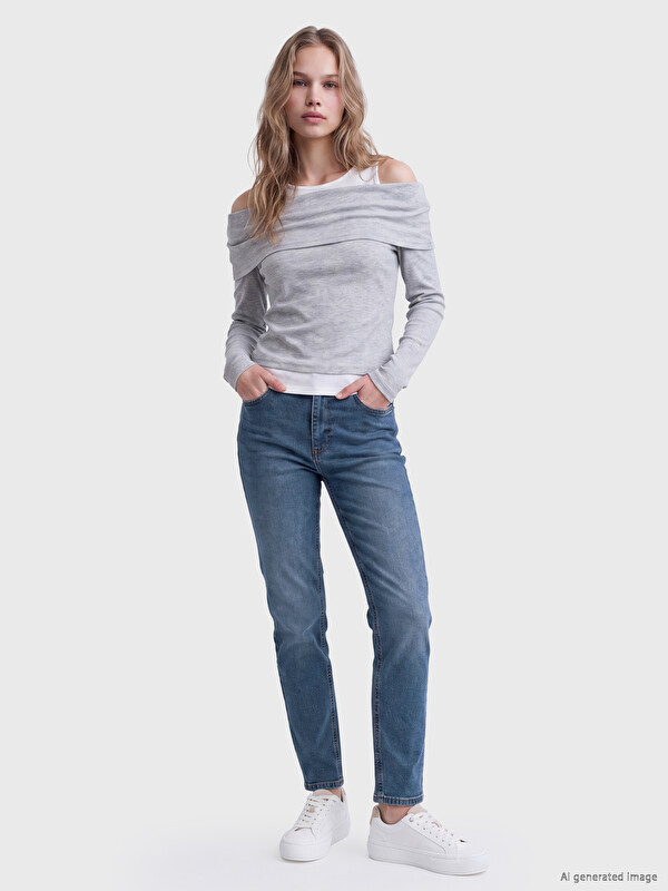 LCW Jeans Yüksek Bel Slim Fit Kadın Jean Pantolon