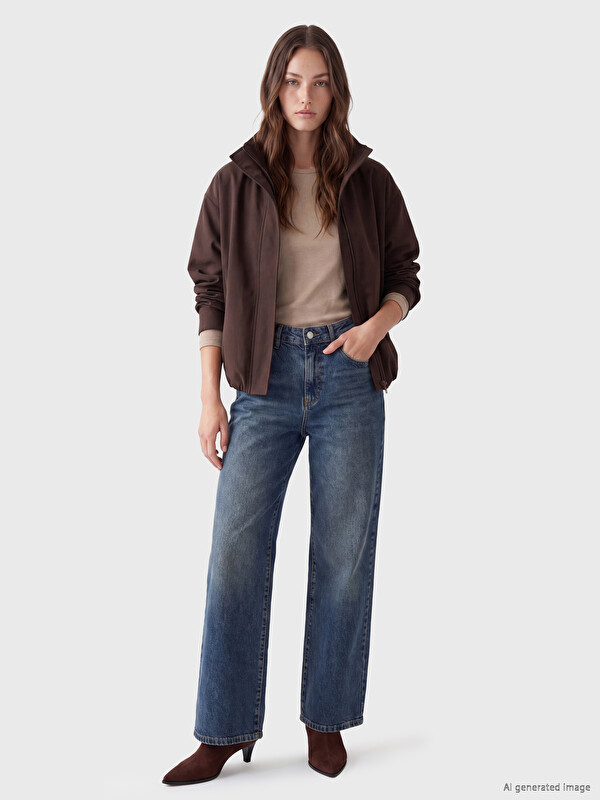 LCW Modest Dik Yaka Oversize Kadın Yağmurluk