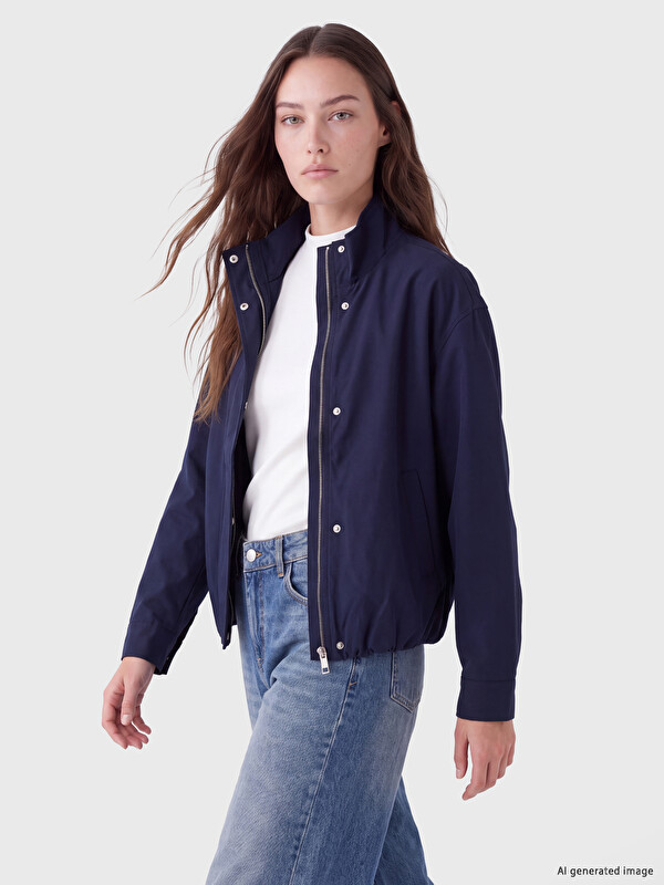 LCW Modest Dik Yaka Oversize Kadın Yağmurluk