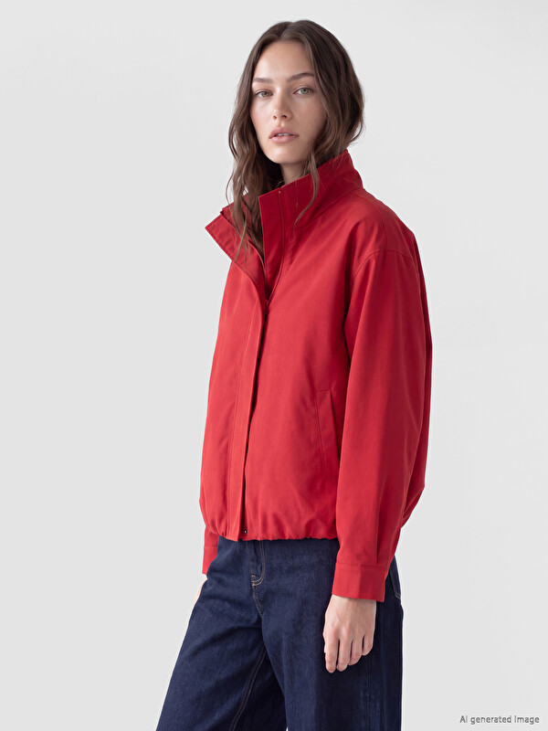 LCW Modest Dik Yaka Oversize Kadın Yağmurluk