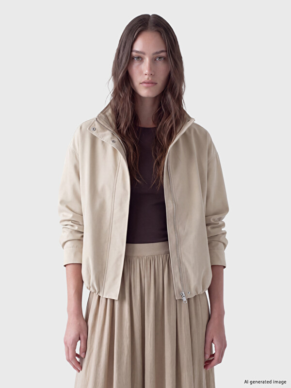 LCW Modest Dik Yaka Oversize Kadın Yağmurluk