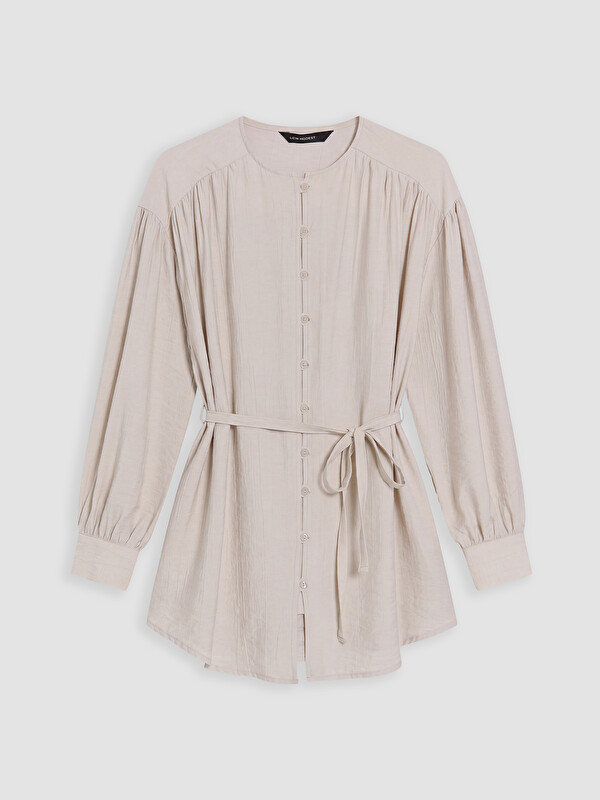 LCW Modest Beli Kuşaklı Dokulu Kadın Tunik