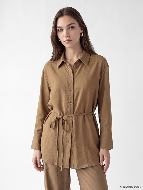 LCW Modest Modal Blended Tied Women's Shirt Tunic