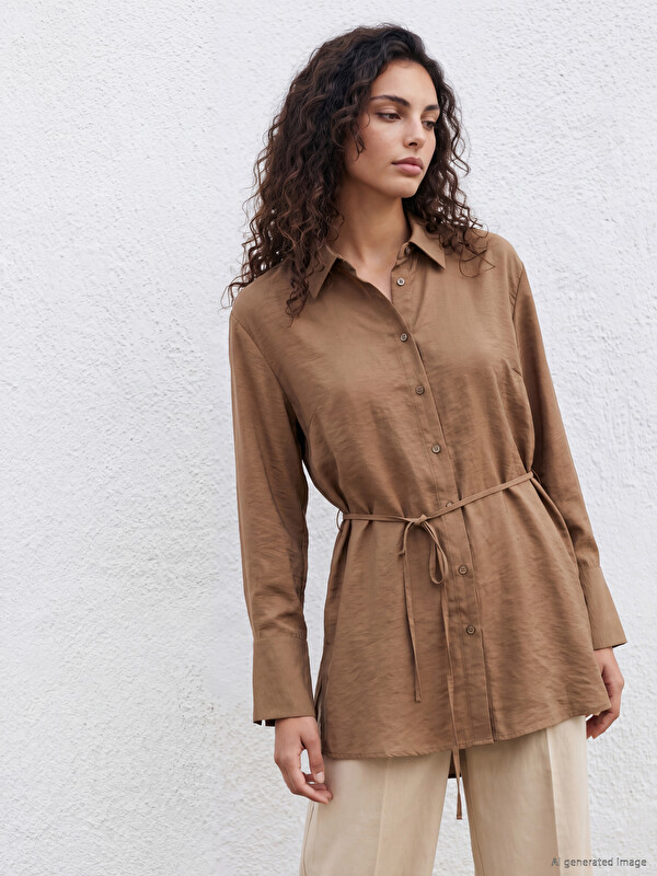 LCW Modest Женска врзана туника кошула од модална мешавина