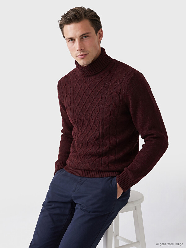 LCWAIKIKI Classic Turtleneck Patterned Men's Knitwear Sweater