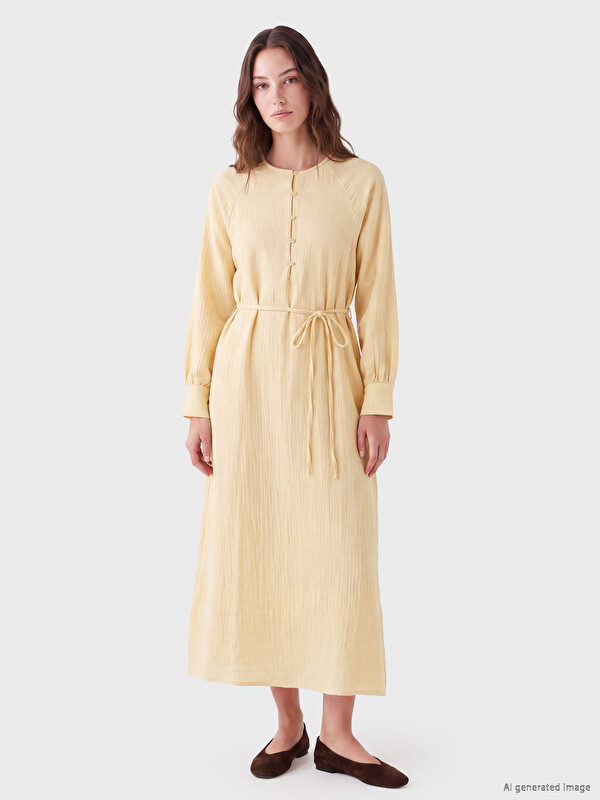 LCW Modest Bisiklet Yaka Müslin Elbise