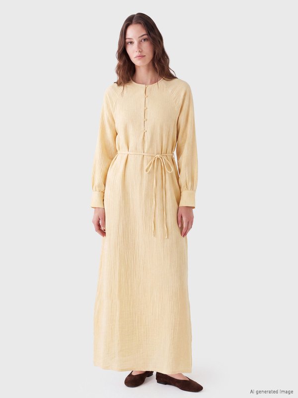 LCW Modest Crew Neck Muslin Dress
