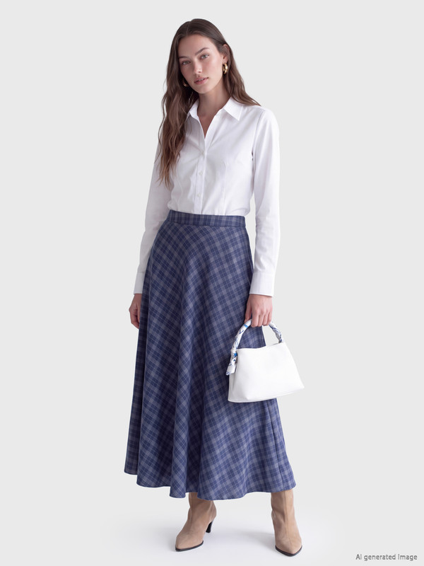 LCW Modest Спідниця-кльош у шотландську клітинку на блискавці