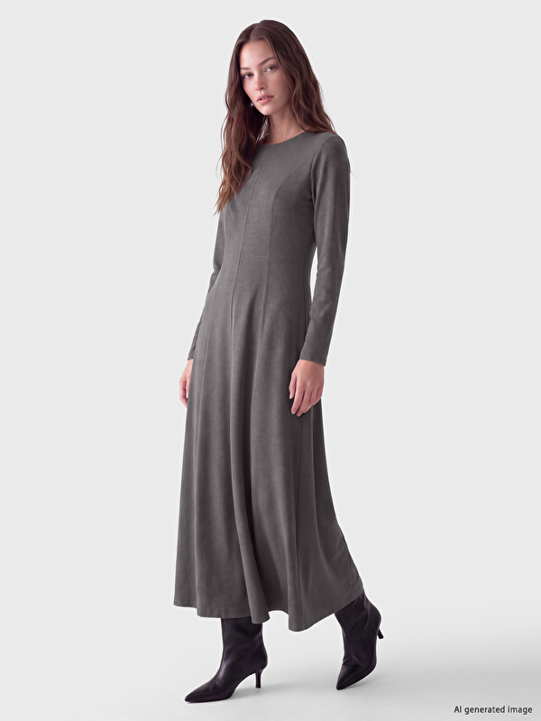 LCW Modest Woman Grey Dress