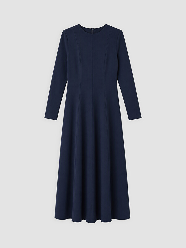 LCW Modest Crew Neck Fitted Waist Dress