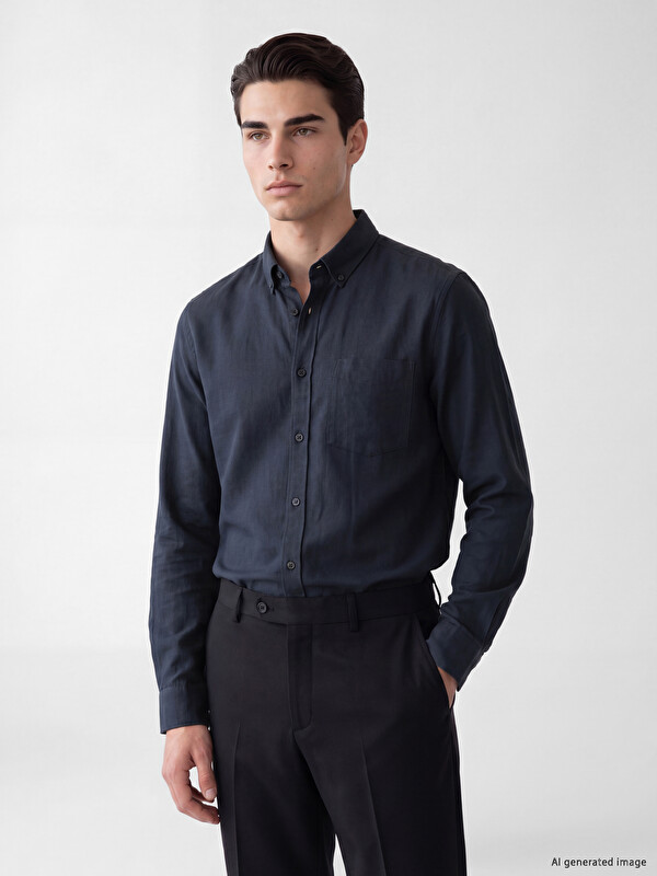 LCWAIKIKI Classic Regular Fit Linen Look Men's Shirt