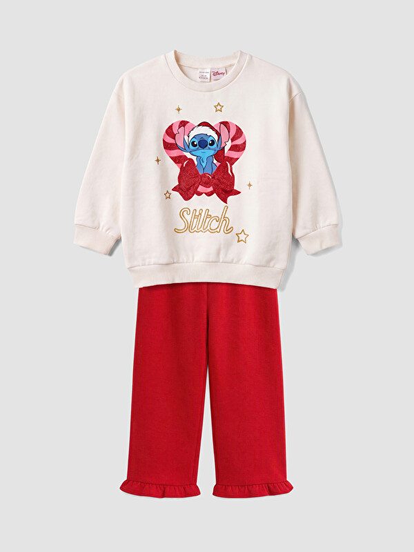 LCW Kids Stitch Printed Girls' Sweatshirt and Sweatpants