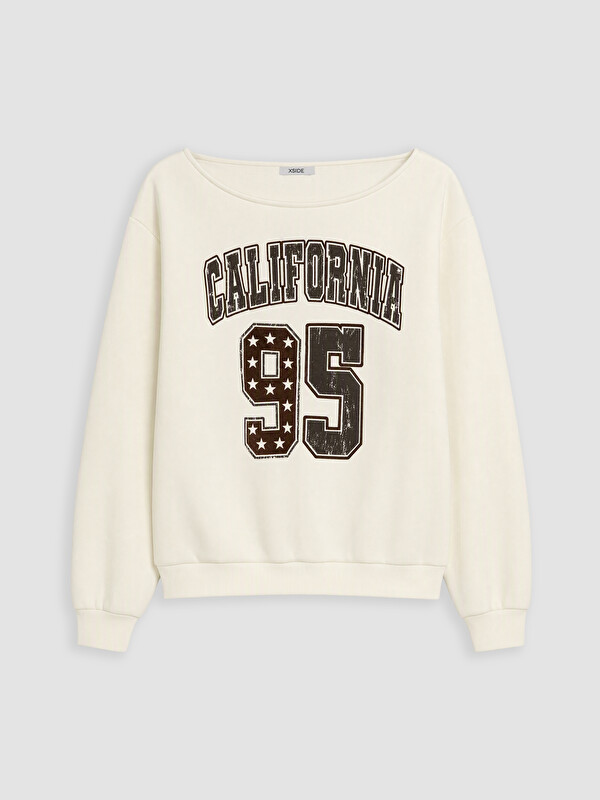 XSIDE Kayık Yaka Oversize Kadın Kalın Sweatshirt