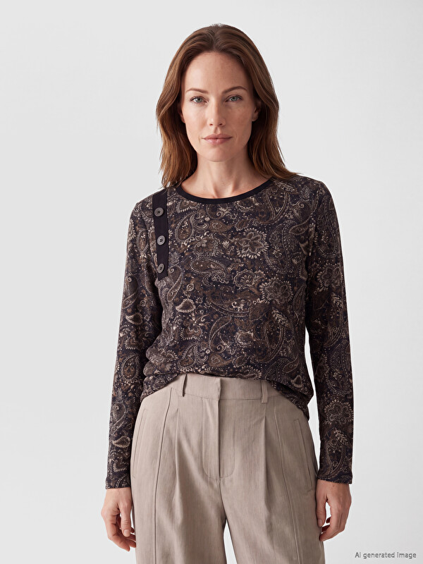 LCW Grace Crew Neck Patterned Women's T-Shirt