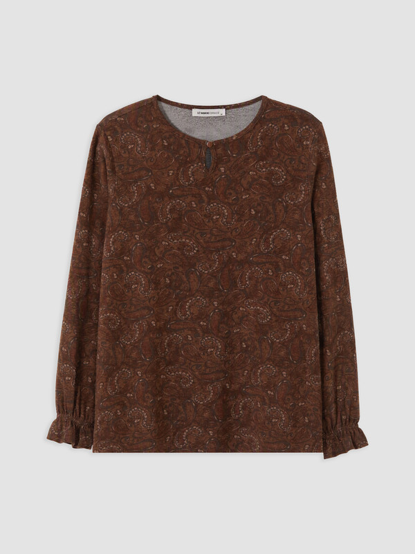 LCW Grace Crew Neck Patterned Blouse
