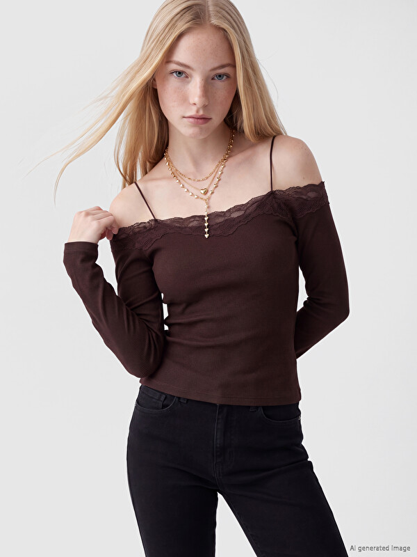 XSIDE String Strappy Lace Blouse