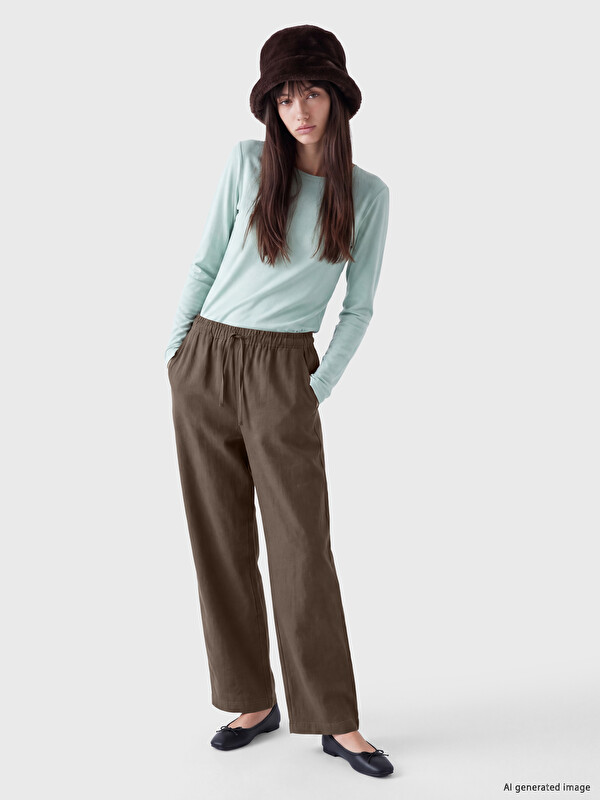XSIDE Elastic Waist Wide Leg Women's Trousers