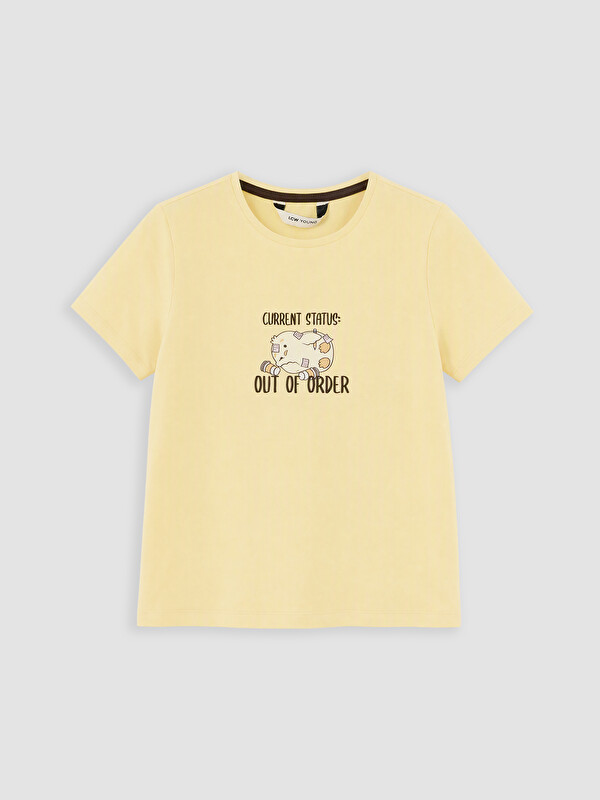 LCW Young Bisiklet Yaka Baskılı Kadın Pijama Üstü