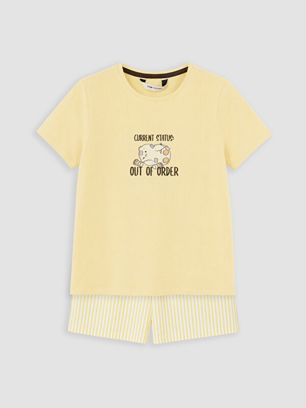 LCW Young Woman Yellow Shortie Pyjama Set
