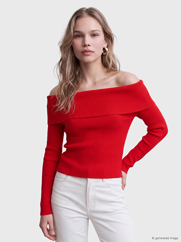 LCW Vision Pulover Tricotat Pentru Femei Cu Guler Tip Slash