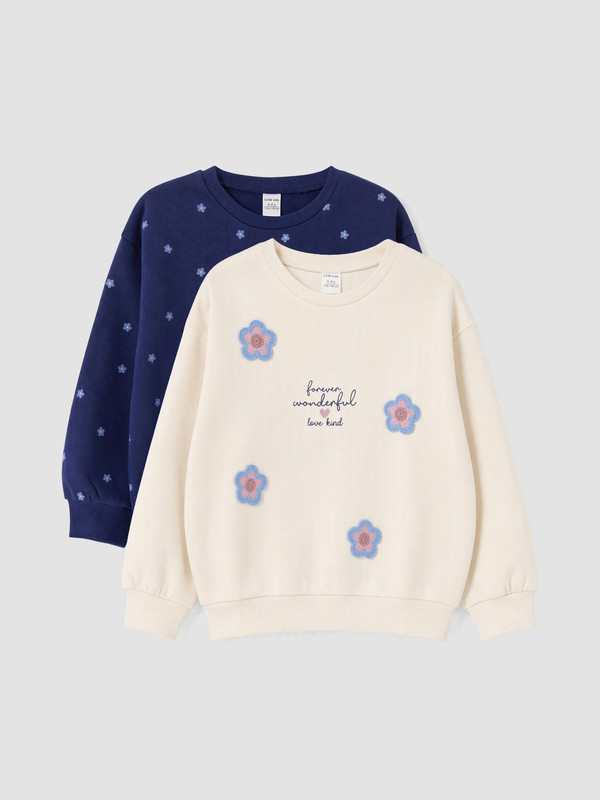 LCW Kids 2 Pack Floral Girls' Thick Sweatshirt