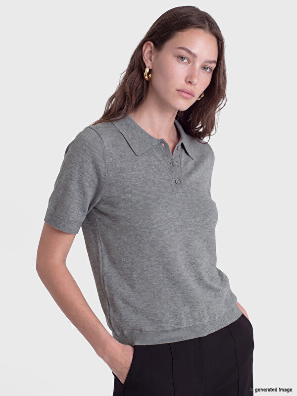 LCW Modest Polo Yaka Kadın Triko Kazak