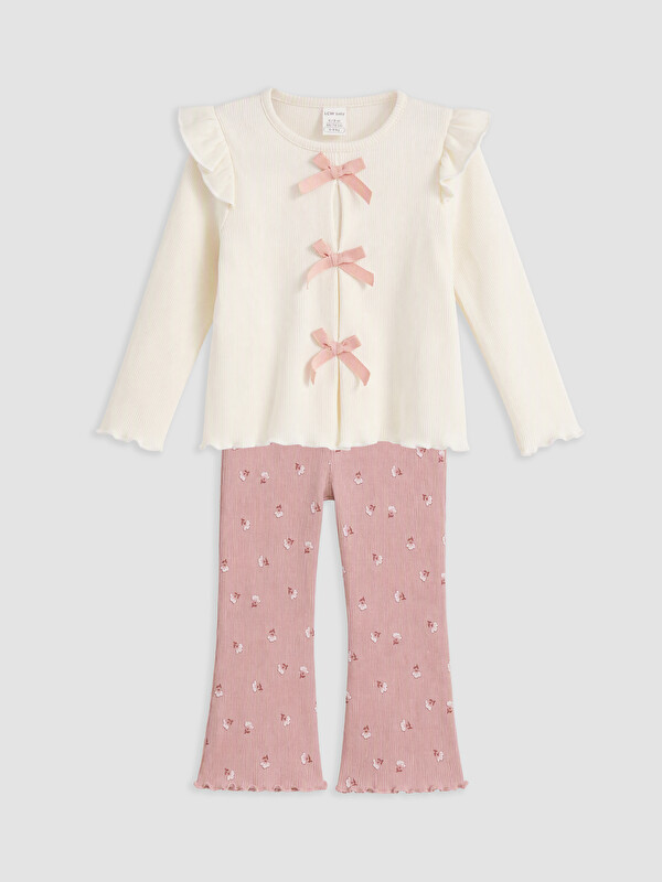LCW baby Fiyonk Detaylı Kız Bebek Takım