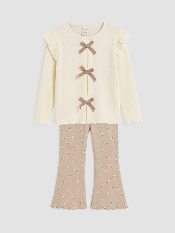 LCW baby Fiyonk Detaylı Kız Bebek Bluz ve Tayt